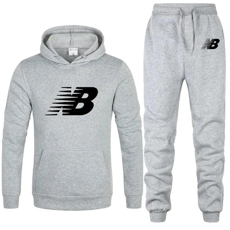 

2021 new fashion tracksuit men two-piece sports running shoes thick wool cotton hoodie + pants men sports suit