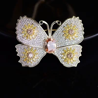 cubic zirconia butterfly brooches pins for women shining crystal insect bouttoniere brand deisgn fashion wedding party corsage