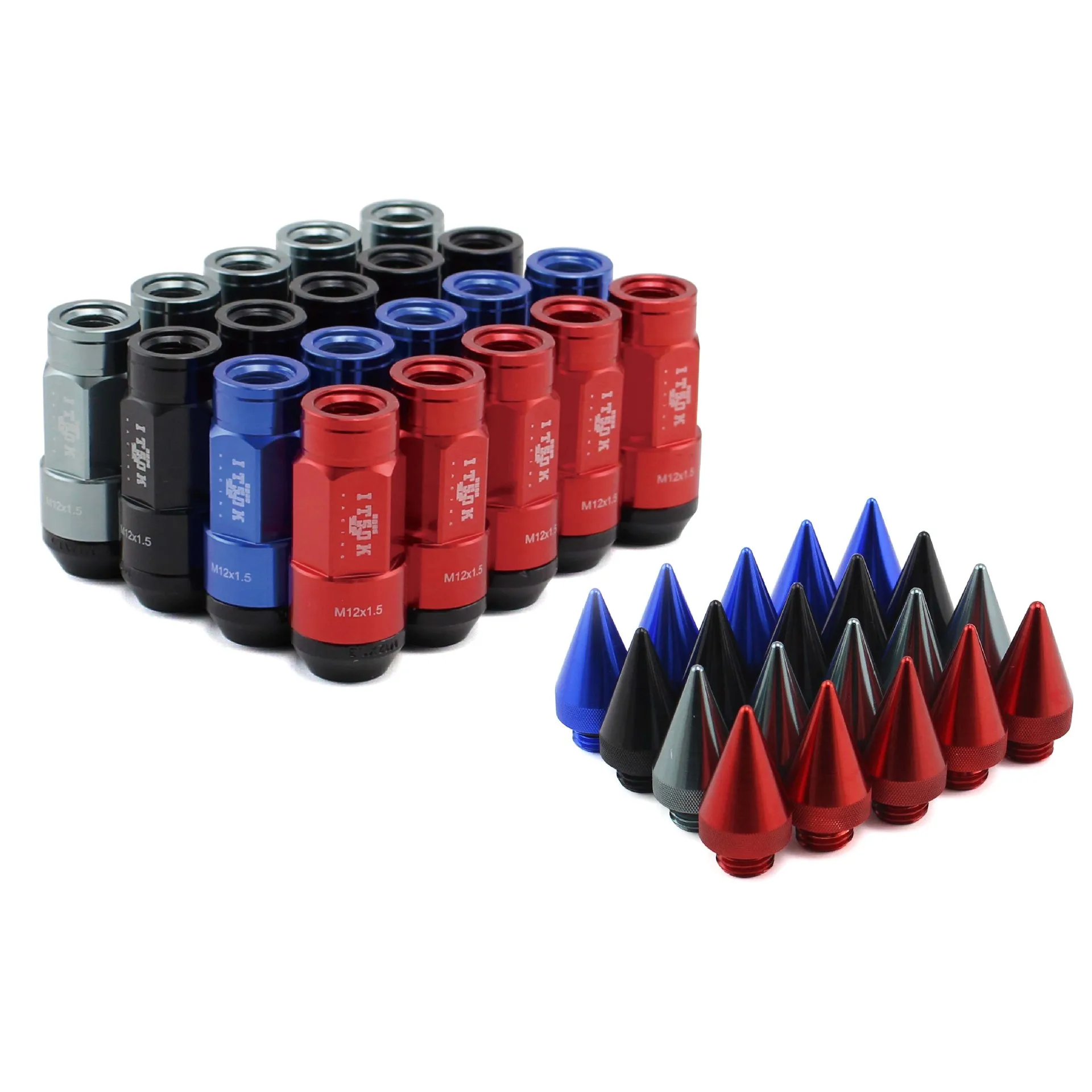 20pcs M12X1.5 Aluminum 60mm Universal Car Wheels Rims Lug Nuts with Spiked Extended Tuner Blue/Red/Black | Автомобили и мотоциклы