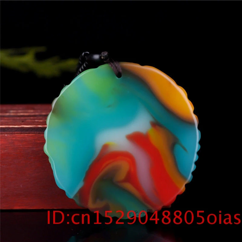 Китайский Натуральный Цвет Нефритовый дракон восемь диаграмм кулон ожерелье