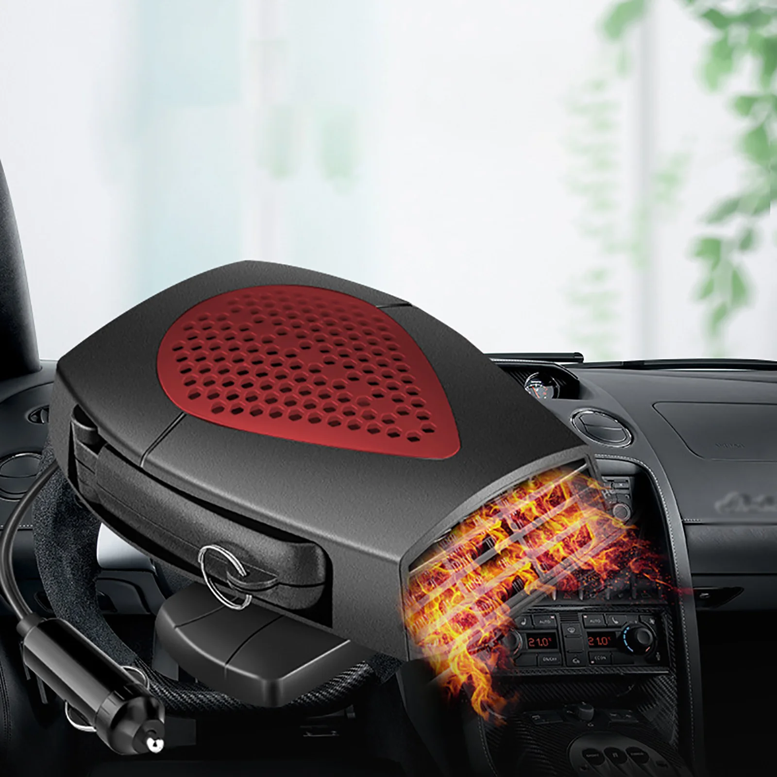 

Mist Eliminator 12V24V Heater Portable Snow Demister Car Heater 2 In1 12V ABS Easy To Carry Portable Electric Heater Cooling Fan