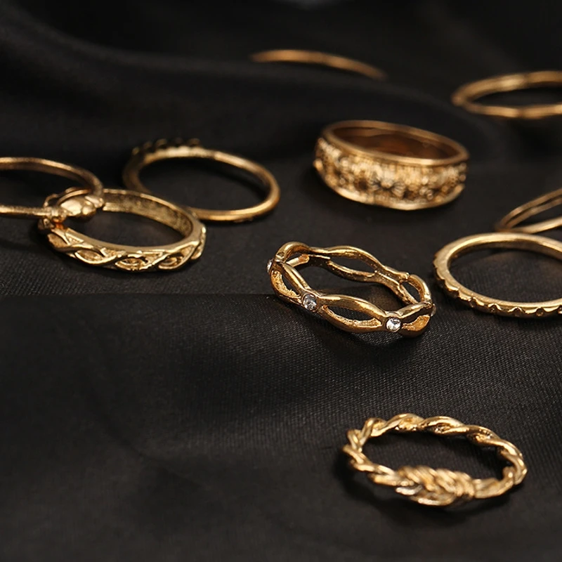 

12pcs/set Bohemian Vintage Women Finger Rings Set Punk Ring Gift