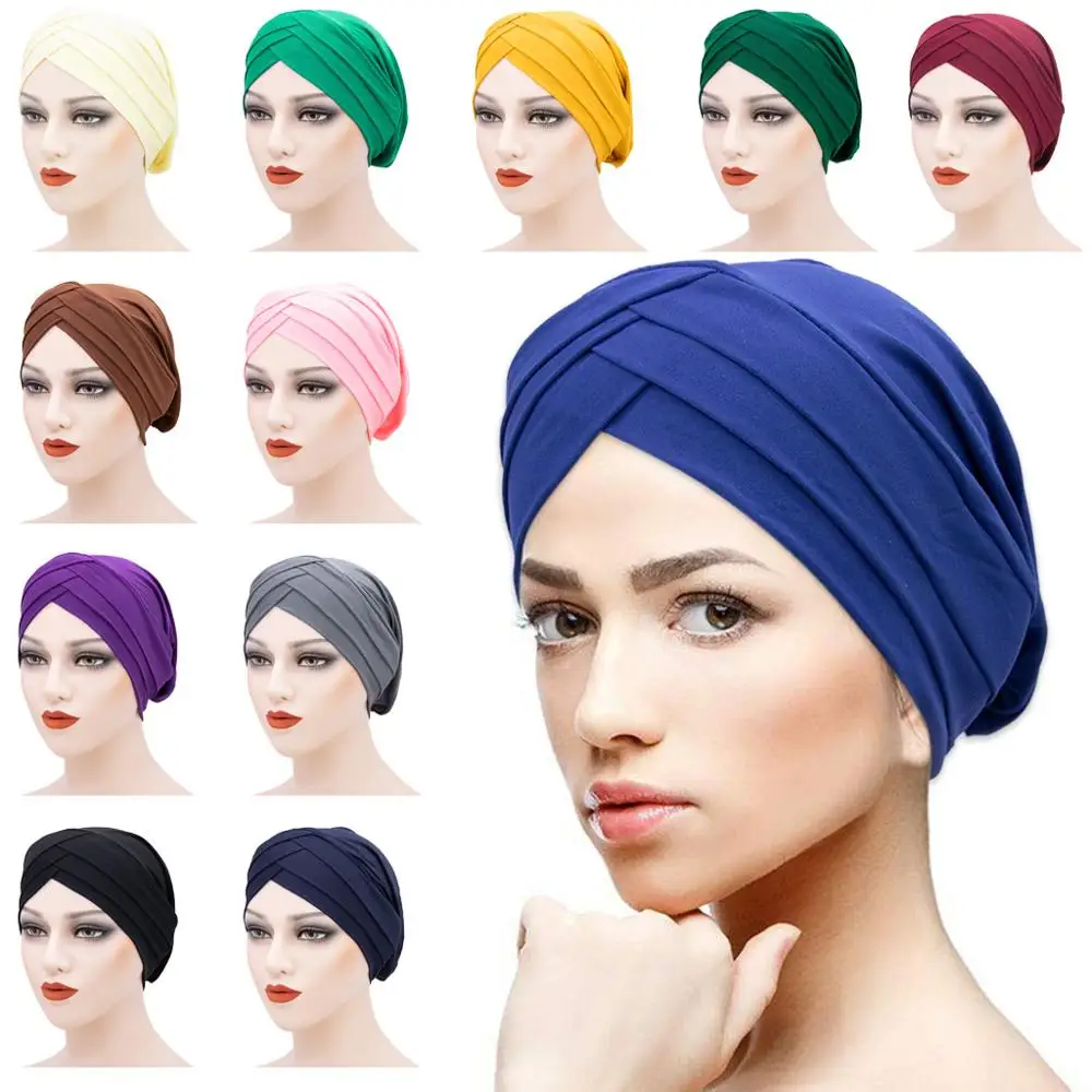 

2021 Fashion Muslim Turban Pure Color Inner Hijabs For Caps Ready To Wear Women Head Scarf Africa Wrap Head Under Hijab Bonnet