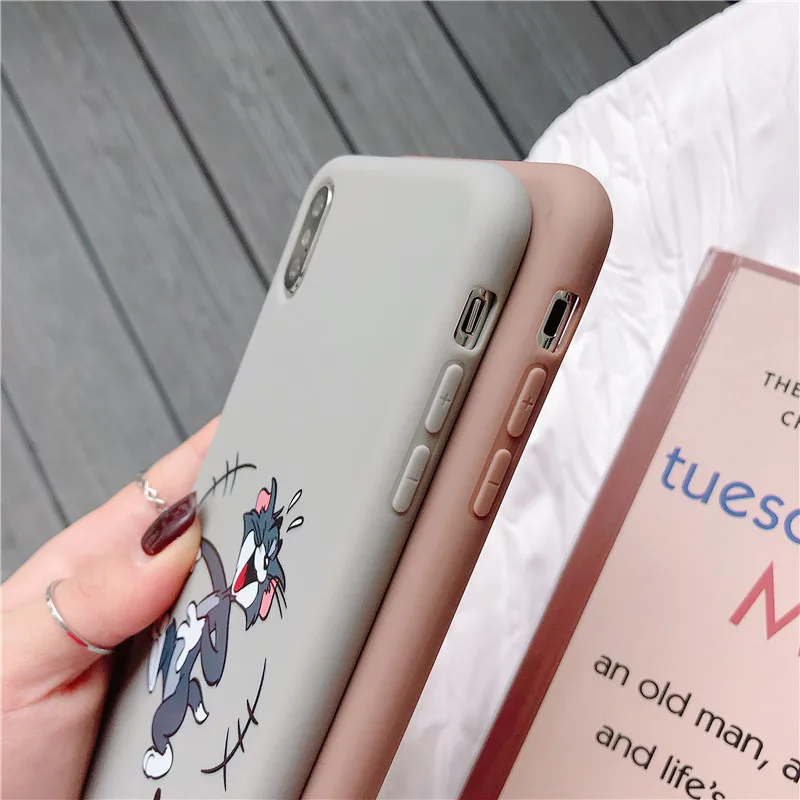 Забавный мультяшный Кот мышь чехол для телефона для iPhone 11 Pro X XS Max XR 7 8 6 6s Plus Мягкий силиконовый чехол милый том Джерри чехол для пар