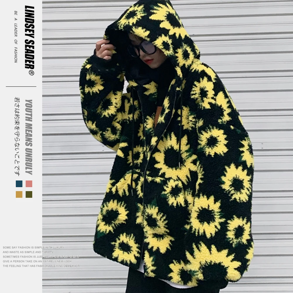 Женская и мужская куртка в стиле хип хоп 2020 парка с цветочным принтом ромашками