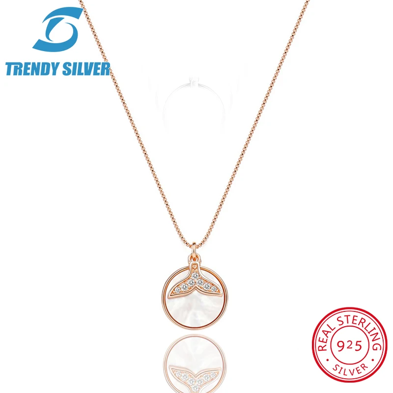

925 sterling silver necklace chain for women woman rose gold plated pendant jewelry pave CZ