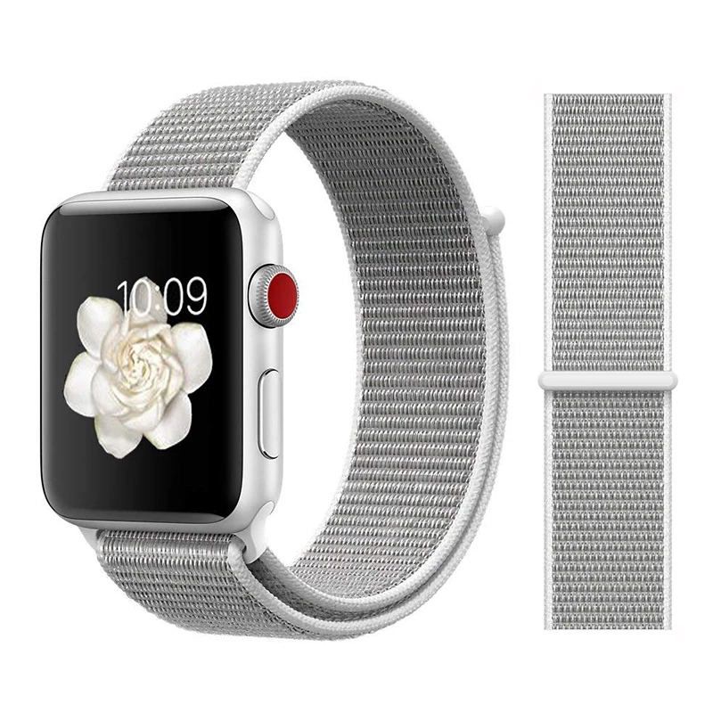 Для наручных часов Apple Watch, версии 3/2/1 38 мм 42 мм нейлон мягкий дышащий нейлон для наручных часов iWatch, сменный ремешок спортивный бесшовный series4/5 40 мм 44 мм - Цвет ремешка: Color6 Seashell