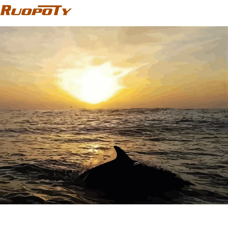 Ruopoty рамка Лебедь животные DIY картина по номерам Настенная картина акриловая холст картина для свадебного украшения Прямая - Цвет: 0929-12