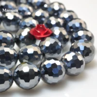 mamiam terahertz 8mm faceted round health energy loose smooth charm beads stone diy bracelet necklace jewelry making gift design