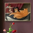 Креативная нишевая декоративная живопись с толстым оранжевым котом, ностальгическая декоративная ретро-картина в скандинавском стиле для гостиной, столовой