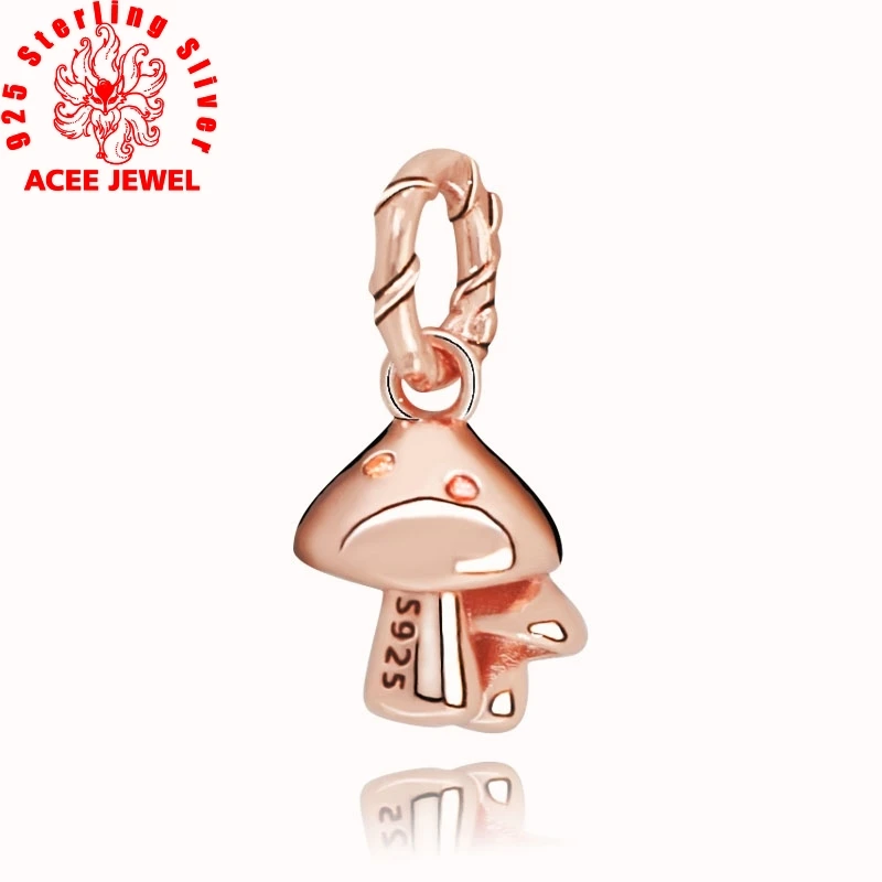 2019 новые осенние серебряные бусины 925 пробы сверкающие Грибы серьги Подвески