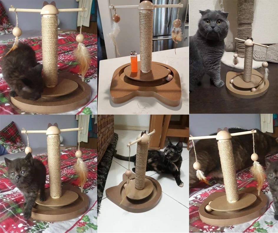 Многофункциональная обучающая игрушка для кошек прочная вращающаяся на 360 °