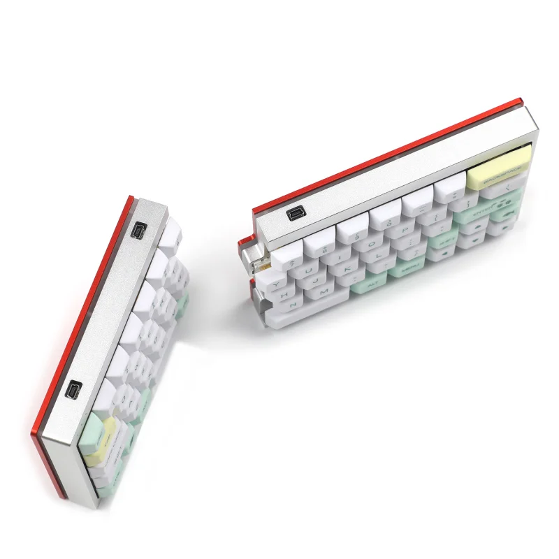 YMDK split 64 SP64 CNC Алюминиевый Чехол-пластина Горячая розетка Горячая замена PCB Underglow RGB Полностью программируемый DIY Kit - Цвет: Silver Top Red Base