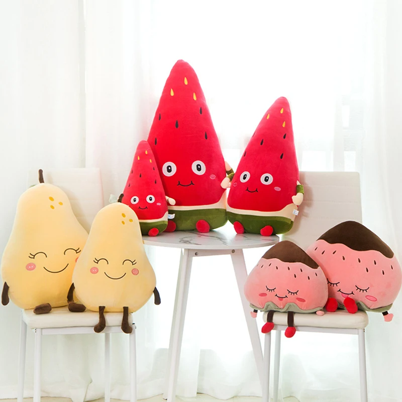 Милые фруктовые мягкие куклы арбуз клубника груша плюшевые игрушки Kawaii декор для