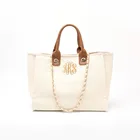 Холщовая женская сумка-тоут на заказ, белая Портативная сумка с вышитым именем, Большая вместительная сумка, простые универсальные