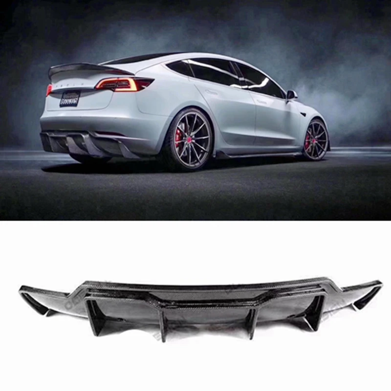 Задний диффузор из углеродного волокна для Tesla model 3 V 2017 2019|Обвесы| |