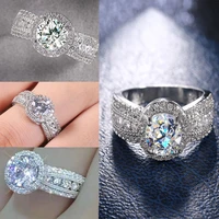 milangirl 2021 new product ladies wedding engaement ring round white crystal rhinestone zircon ring for party jewelry