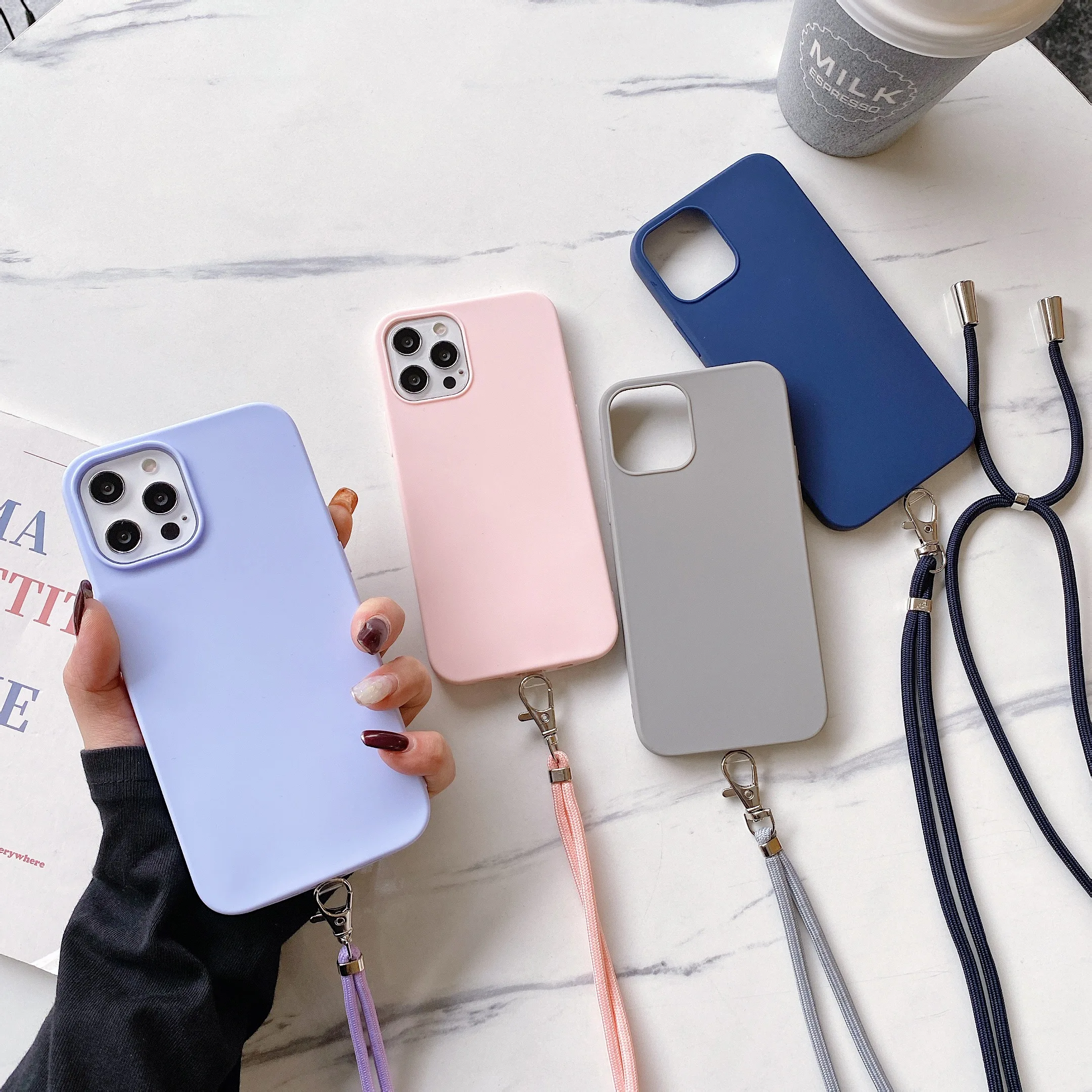 

Samsung Liquid Silicone Soft Case Cover for Samsung A51, A50, S10 , S8, S9, S20, S21 S10E, A71, A31, A52,A72, Lanyard phone case