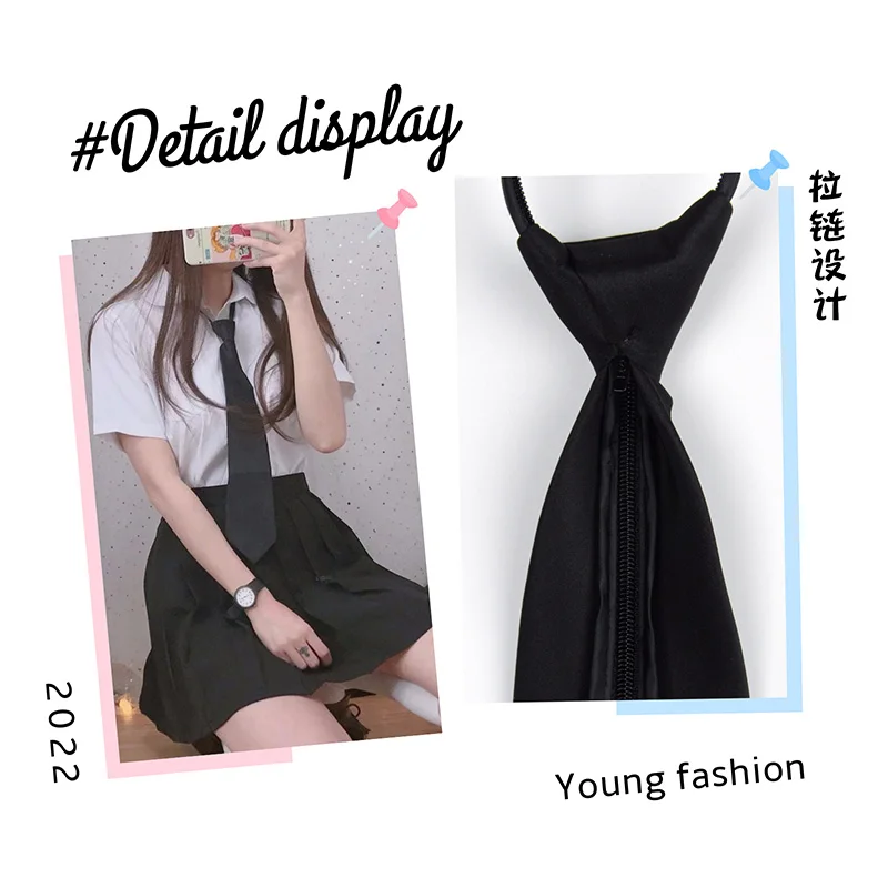 Маленький галстук в Корейском стиле 8 см на молнии для студентов и мужчин Женский