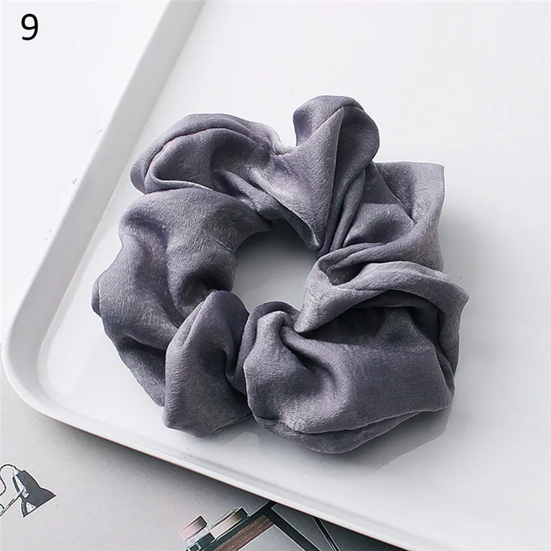 Satin-09 1 шт Мода мягкий бархат большой Упругие волосы веревки Scrunchies для Для Женщин Девочек Сладкий сплошной волос держатель ленты Галстуки резинка для волос аксессуары - Цвет: Satin-09