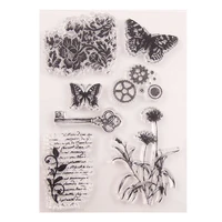 butterfly key transparent clear silicone stamp seal diy scrapbook rubber stamping coloring embossing diary decoration reusable