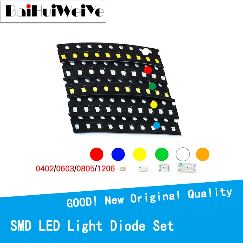 100pcs/LOTE 1206 0805 0603 0402 SMD Led красный желтый и зеленый цвета белого синего оранжевый