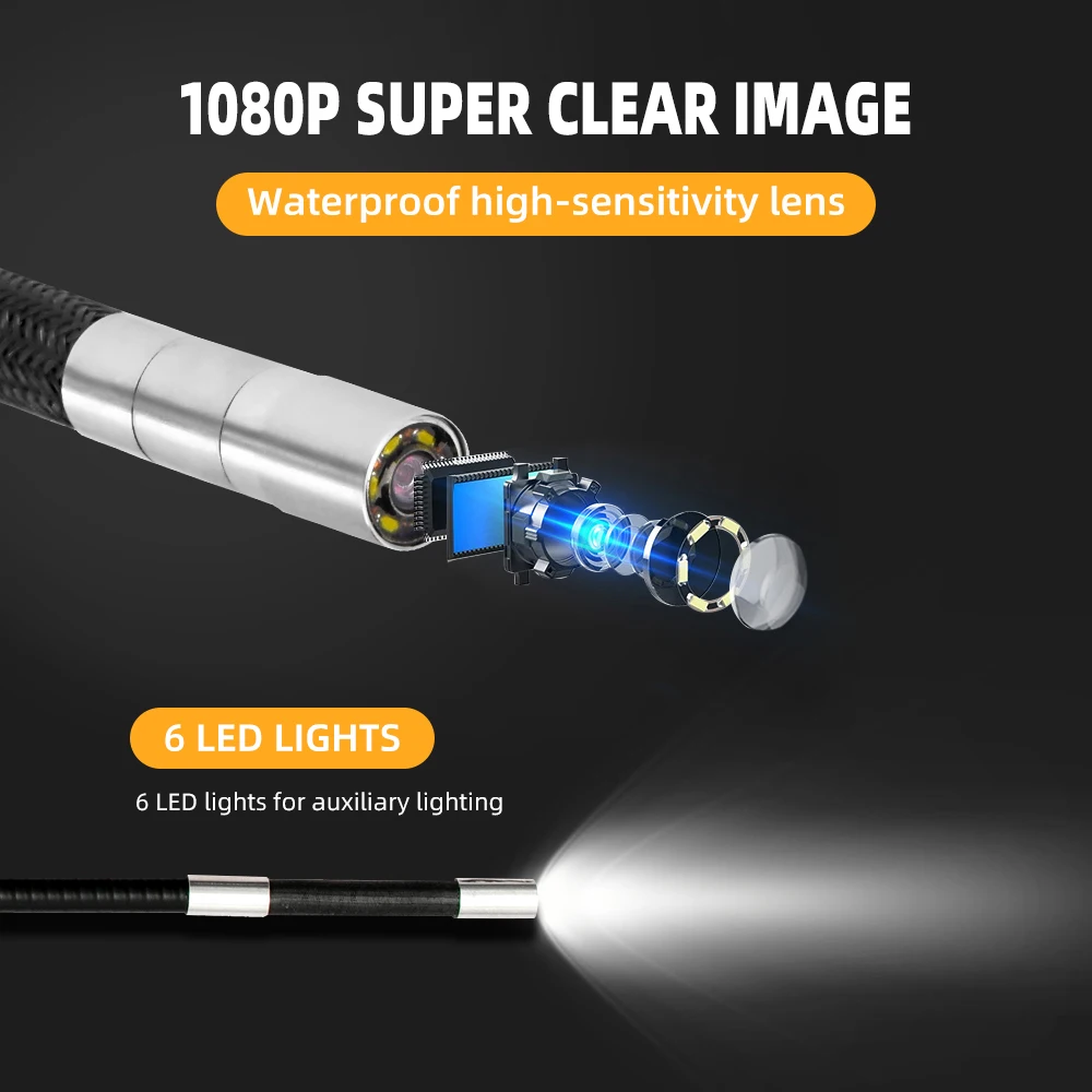 Камера-эндоскоп с углом поворота 1080 ° 8 мм 6 360 P Wi-Fi | Безопасность и защита