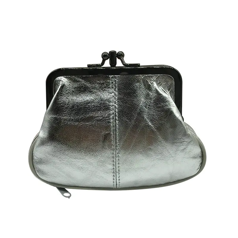 707silver NICOLE& CO, кошелек для монет из натуральной кожи, Женский кошелек из овечьей кожи, кошелек с металлическим замком, держатель для карт, кошелек на молнии, маленькая сумка - Цвет: 707silver