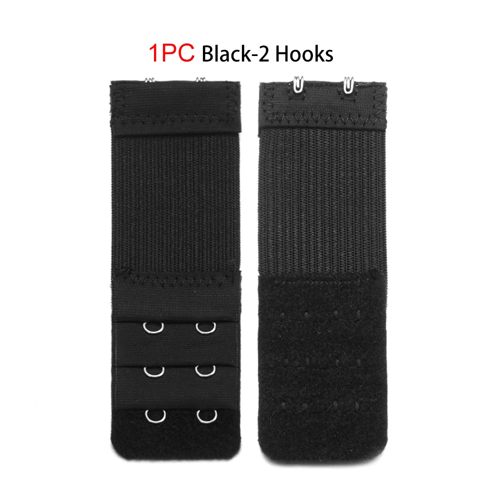 1PC black-2 Hooks 1 шт. удлинитель для бюстгальтера для женщин Дамский бюстгальтер на ремешке с пряжкой Регулируемый бюстгальтер расширение 2,3, 4 крючка нижнее белье бюстгальтер аксессуары - Цвет: 1PC black-2 Hooks