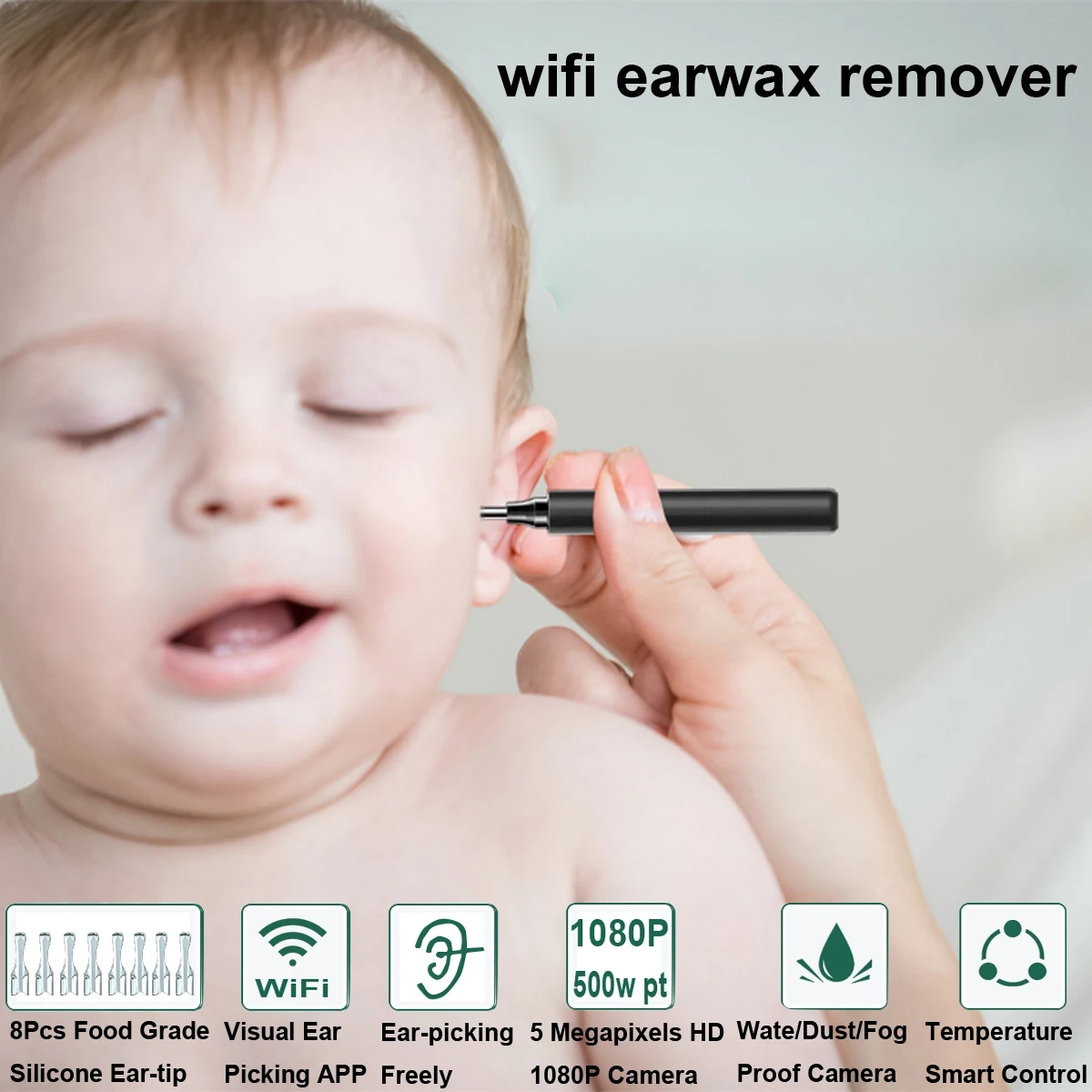 Беспроводной отоскоп инструмент для удаления ушного воска 1080P HD Wi-Fi эндоскоп ушей