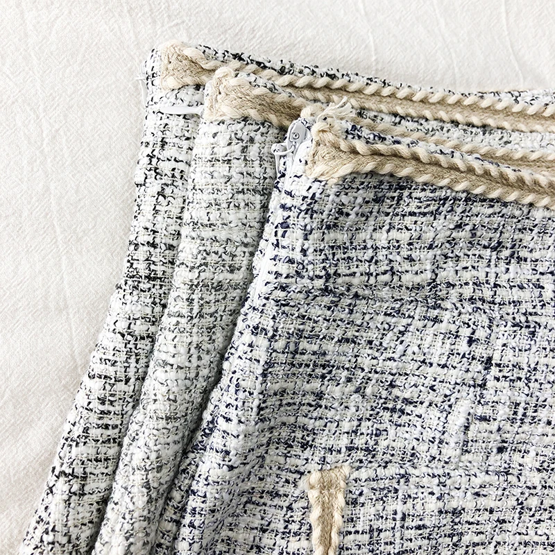 Женская твидовая мини юбка MUMUZI клетчатая короткая с высокой талией и пуговицами