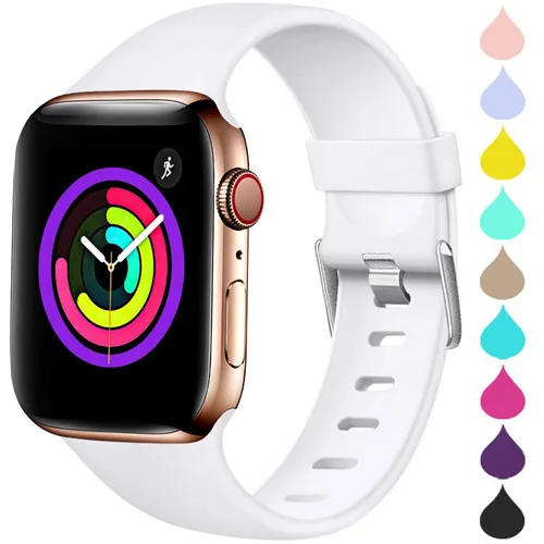 Спортивный ремешок для apple watch band 44 мм/42 мм apple watch 5 4 3 band iwatch band 5 4 3 2 correa 40 мм/38 мм браслет ремешок для часов - Цвет ремешка: white