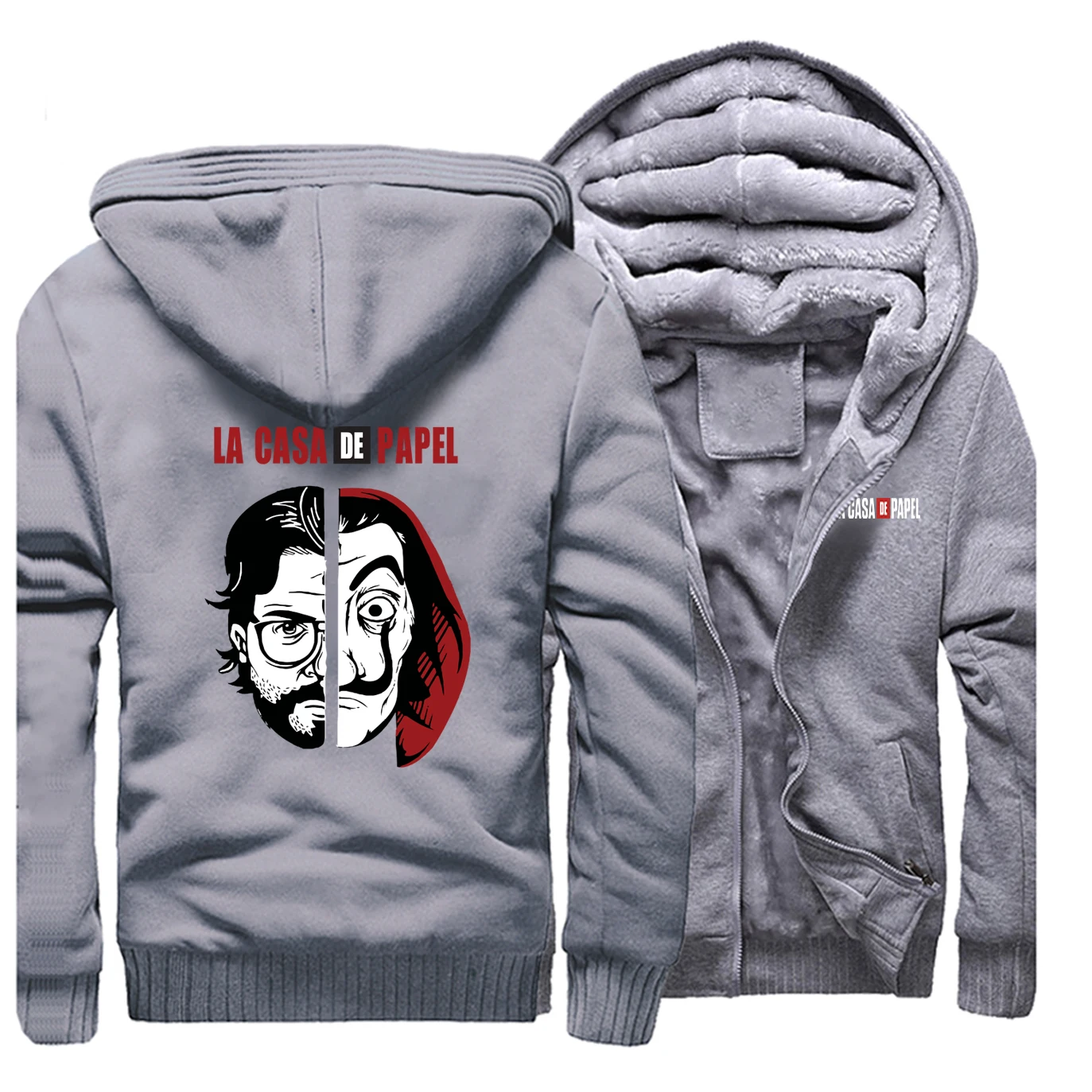 Толстовка La Casa De Papel Мужская Флисовая уличная одежда в стиле хип хоп утепленная