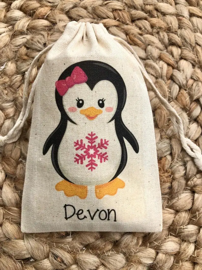 5-teilige Pinguin-Süßigkeiten-Goodie-Schokoladen-Leckerli-Tasche mit Winterwunderland-Motiv für Mädchen, Jungen, Babyparty, Geburtstagsparty-Dekoration, Gastgeschenk – Detail 9