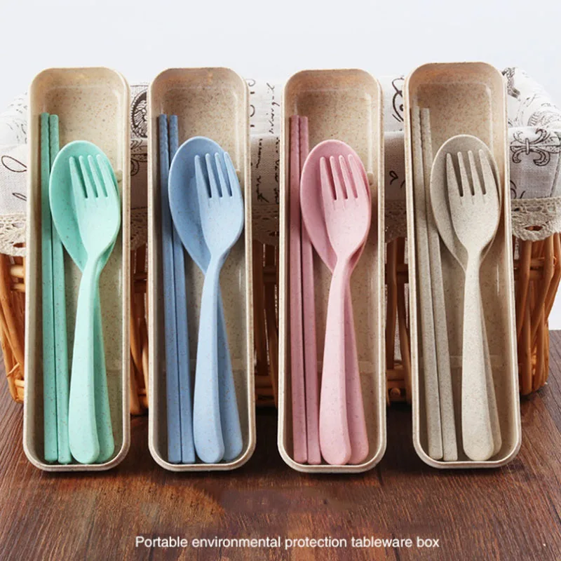 3 шт./компл. столовые приборы наборы посуды портативные дорожные детские для