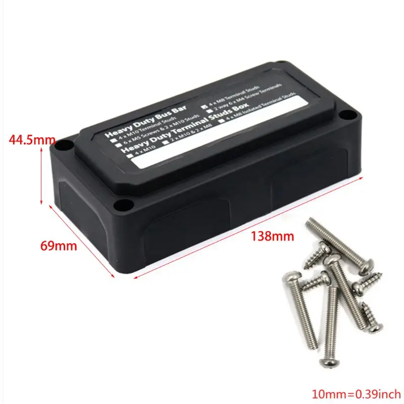 

Heavy Duty 4 Way Bus Bar/Power Distribution Box With Screw On Cover - 300A