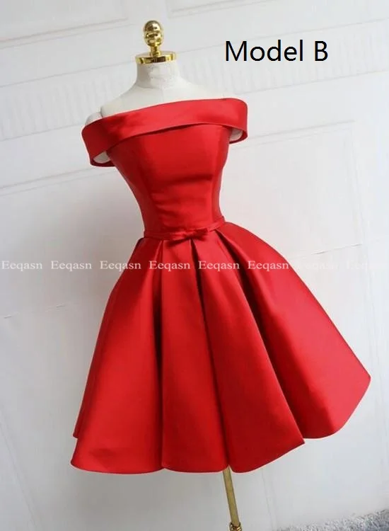 2020 атласное красное коктейльное платье с открытыми плечами элегантное женское