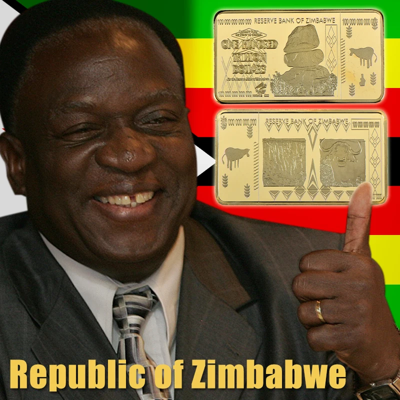 WR фальшивый Золотой бар, Zimbabwe вийский 100 триллион долларов, Золотая копия монеты, металлические монеты иностранных валют, криптовалюта, коллекционные вещи, подарок