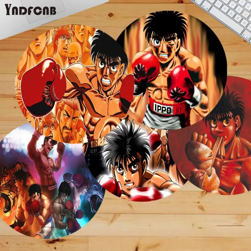 

Красивый круглый игровой коврик для мыши YNDFCNB с рисунком аниме Hajime No Ippo под заказ, коврик для ноутбука, нескользящий коврик для мышки, игрово...