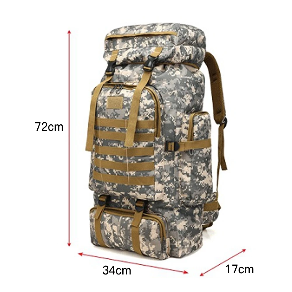 

80L Outdoor Military Backpack Large Mountaineering Rucksacks Molle Tactical Bag Travel Sport Bags Hiking Camping Hunting XA770ZC