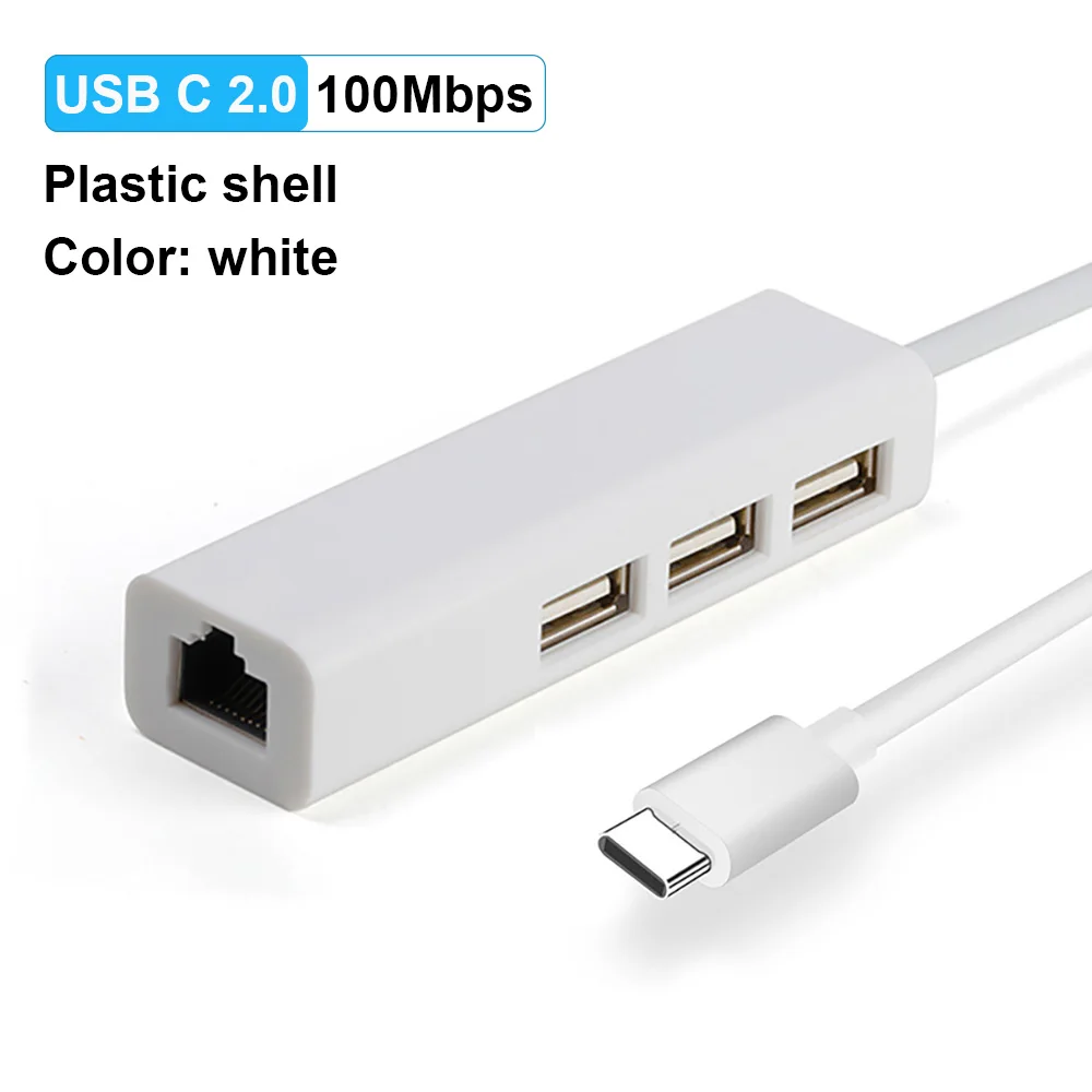 USB C2.0 100M White OFCCOM USB C Ethernet USB 3,0 2,0 к RJ45 концентратор 10/100/1000 м Ethernet адаптер Сетевая карта USB Lan для Macbook Windows Tpec C - Цвет: USB C2.0 100M White