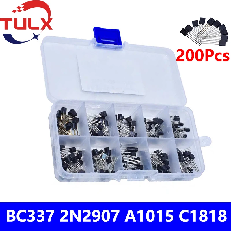 200 шт./кор. 10 значительные транзисторы BC337 BC327 2N2222 2N2907 2N3904 2N3906 S8050 S8550 A1015 C1815 комплект