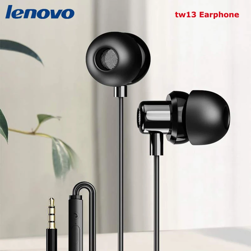 Lenovo-Auriculares deportivos TW13 con cable, cascos intrauditivos con conector de 3,5mm para videojuegos, con micrófono, para Xiaomi, IPhone 6s plus, Samsung s20, s10