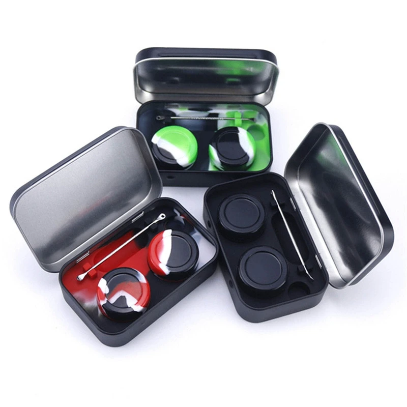 

Portable Silicone Wax Tin Silicone Jars Dab Mini Round Container For Wax Jars Dab Wax Container With Case Color Random