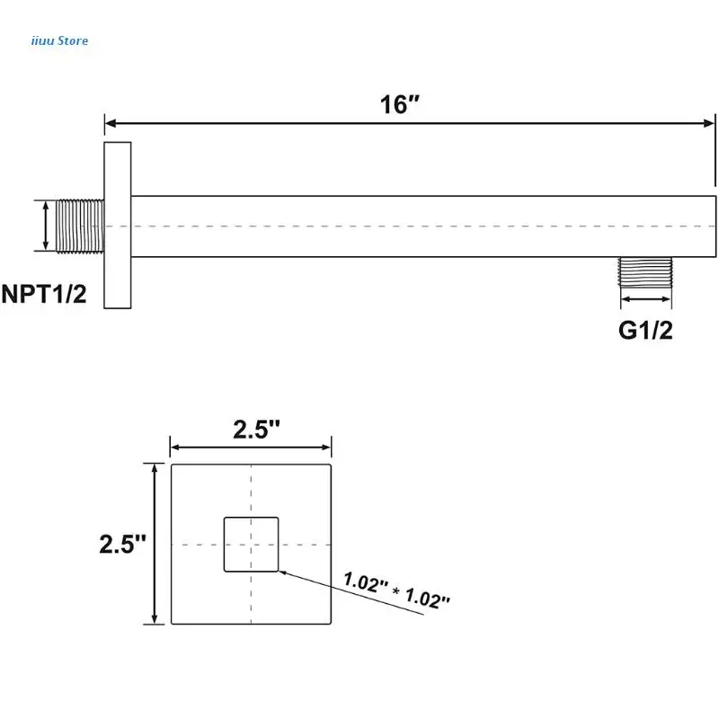 

Shower Arm with Flange for Fixed Rain Shower Head Shower Extension Arm 16 Inch