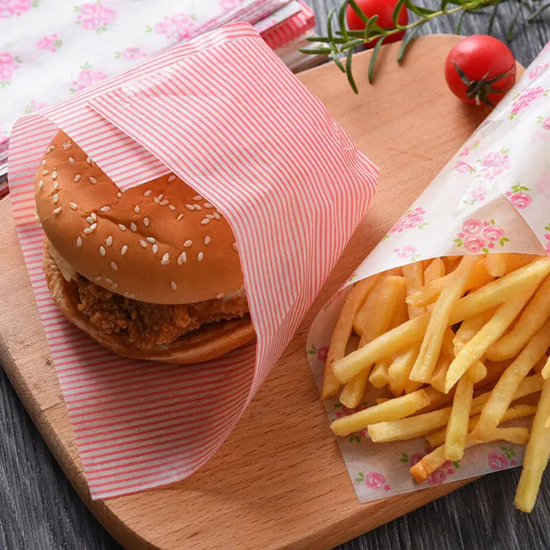 

50Pc Hamburger Bread Wax Paper Food Wrapping Paper Disposable Sandwich Wrapper Baking Wax Paper Food Grade Baking Pastry Tools