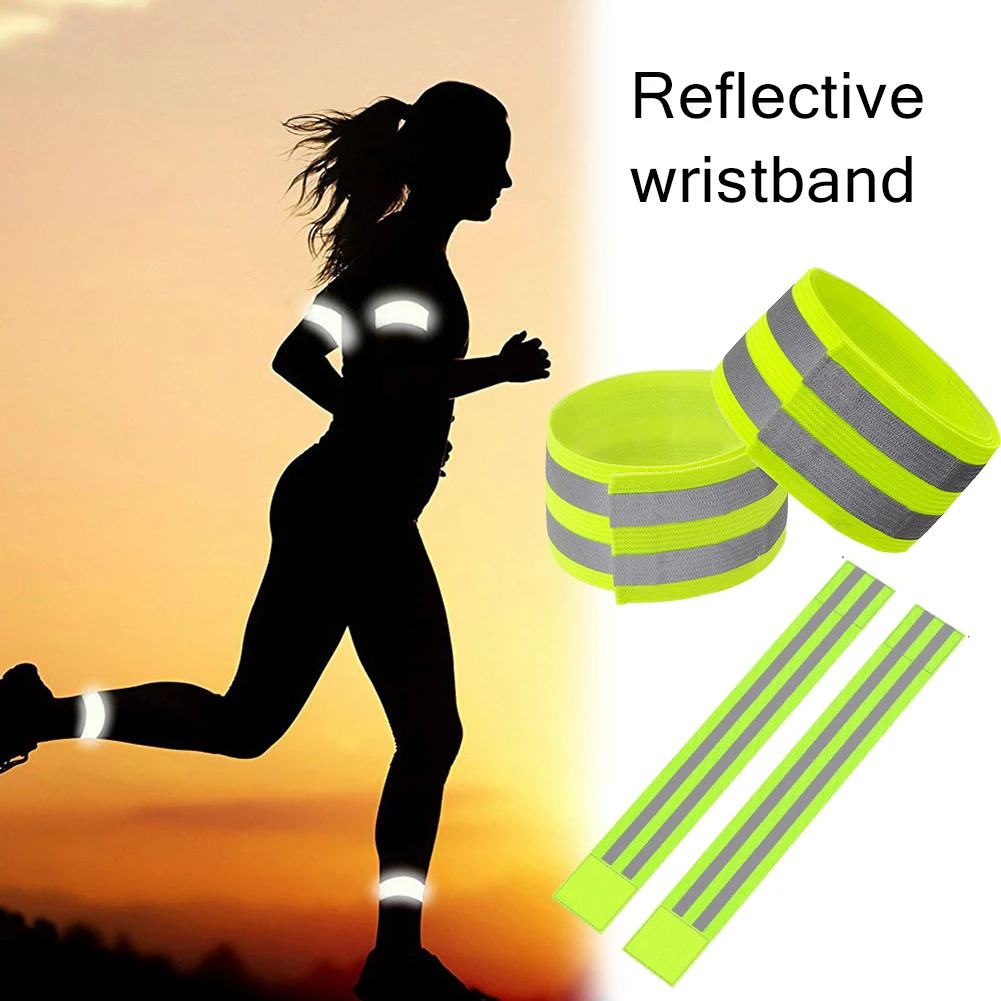 

2pcs High Visibility Double Reflective Wristband Bracelet Band Night Running Cycling Jogging Safety Reflector Exceptional