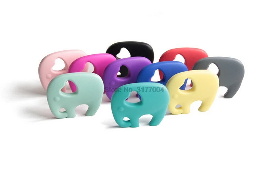 DHL 100 шт слон силиконовый Прорезыватель для зубов Бусины Pandent детские игрушки