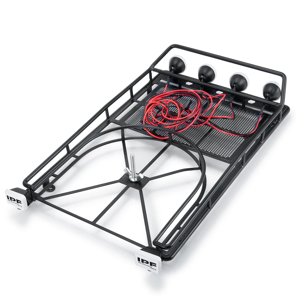 Высококачественный металлический багажник на крышу с 4 светодиодами для 1:10 RC Rock