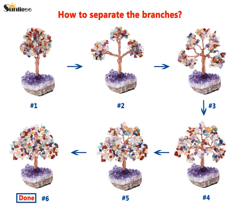 Медная проволока Sunligoo украшенная кристаллами искусственное дерево с